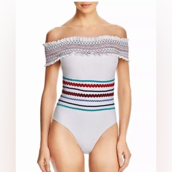 NEW Red Carter Ipanema Smocked Off Shoulder One-Piece Swimsuit - Picture 14 of 16